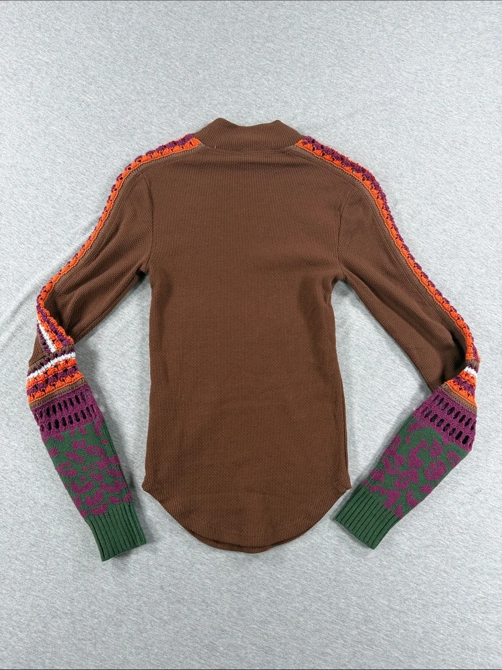Free People Switch It Up Brown Long Sleeve Cuff Thermal XS